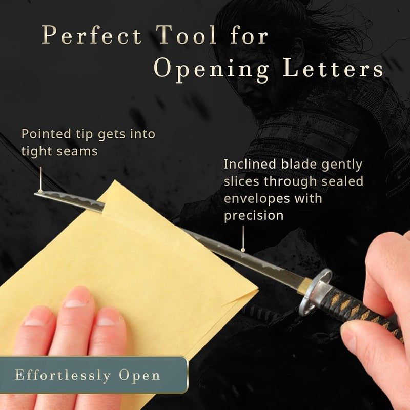 Wablade Japanese Samurai Katana Letter Opener for Desk Display, Decorative Sword Design with Traditional Style, Compact Collectible Office Decor, Giftable for Home and Office (Sakamoto Ryouma) - Image 2